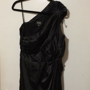 Old world Hollywood Satin floor length black dress